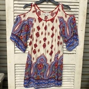 Cato Red and Blue Paisley Blouse